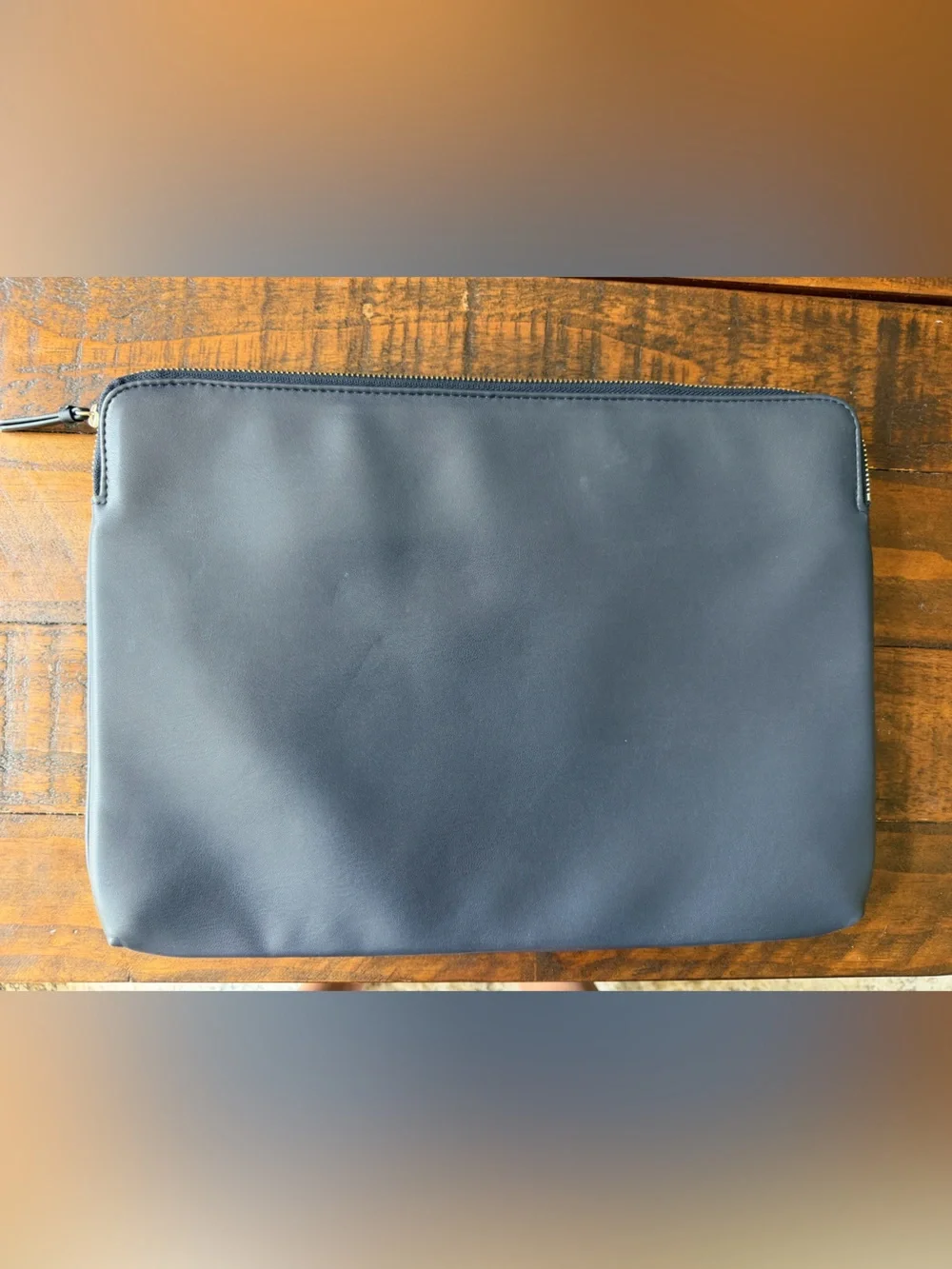 Mark & Graham Navy soft faux Leather Laptop Sleeve
